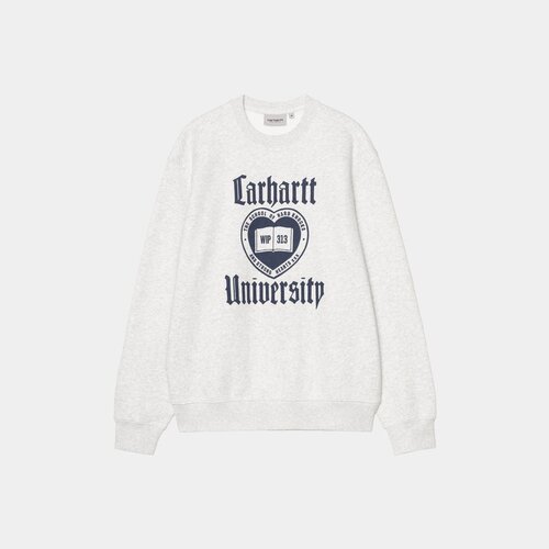 自营欧洲直邮Carhartt WIP Schooling男士灰麻色棉印花图案卫衣 - 图2