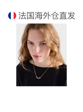 自营欧洲直邮PRADA普拉达 女士金色/黑色珐琅金属项链