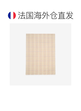自营欧洲直邮Burberry博柏利 Check女士米色羊毛丝绸混纺亮片围巾