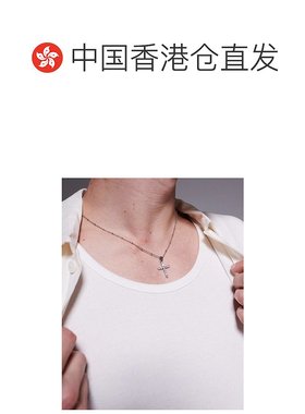 1h可退 香港直邮ASOS 男士 设计项链式水晶色调十字架吊坠(银色)