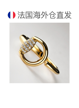 自营欧洲直邮GUCCI古驰 Horsebit 18K黄金钻石开口戒指男女通用