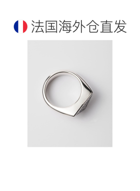 自营欧洲直邮Prada普拉达 男士黑色925银三角几何造型戒指纯银