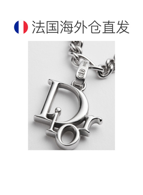 自营欧洲直邮Dior迪奥 Charms男士银色镂空Dior Oblique吊坠链条