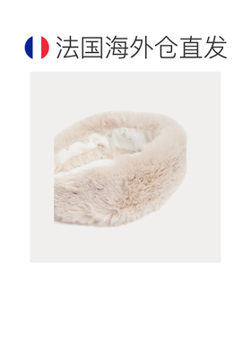 自营欧洲直邮Bonpoint小樱桃 女孩米白色人造皮草头巾魔术贴发箍