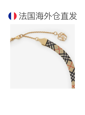 自营欧洲直邮Burberry博柏利 Check男女同款金色/沙色黄铜项链