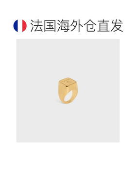 自营欧洲直邮CELINE思琳 Triomphe金色黄铜方形戒指男女同款手镯