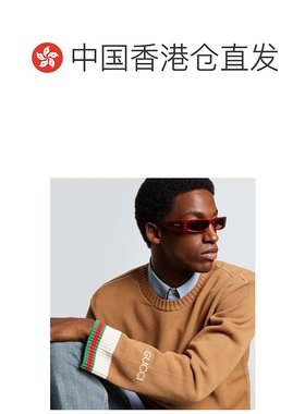 香港直邮Gucci 古驰 男士 徽标矩形太阳眼镜 red红色 舒适时尚