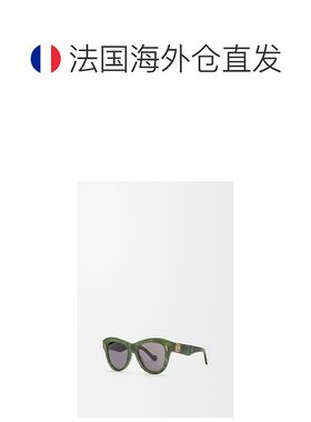 自营1h可退 欧洲直邮Loewe罗意威 女士绿色醋酸纤维梯形太阳镜