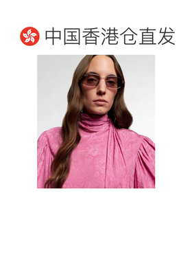 1h可退 香港直邮Gucci 古驰 女士 竹节矩形太阳眼镜 metal金属色
