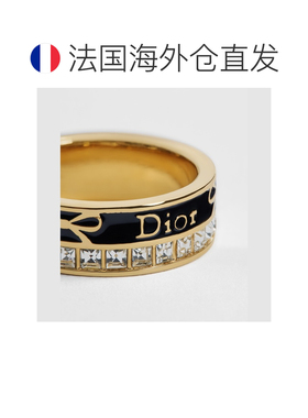 自营欧洲直邮Dior迪奥 Night Code 女士金色水晶黑色漆面戒指