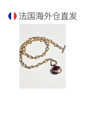 自营欧洲直邮MANGO 女士金色铁锌树脂链环圆形项链