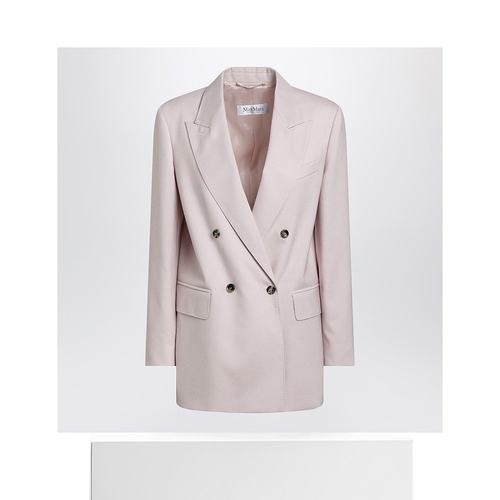 1h可退 香港直邮MaxMara 麦斯玛拉 女士 造旧浅褐色双排扣羊毛混 - 图3