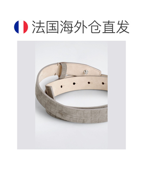 欧洲直邮自营COS 男士灰色绒面皮革鳄鱼纹无扣腰带