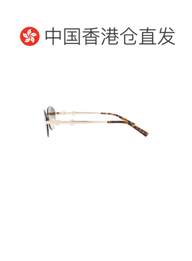 1h可退 香港直邮Gucci 古驰 女士 GOLD-GOLD-BROWN 金属太阳眼镜