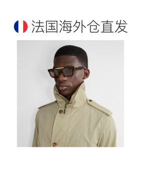 自营欧洲直邮Burberry博柏利 女士黑色尼龙经典格纹长方框太阳眼