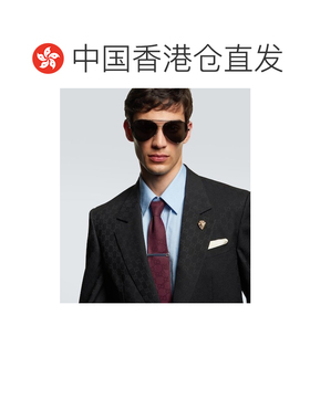 香港直邮Gucci 古驰 男士 GG 飞行员太阳眼镜 black黑色 舒适时尚