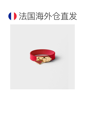 自营欧洲直邮PRADA普拉达 女士亮红色Saffiano皮革手链