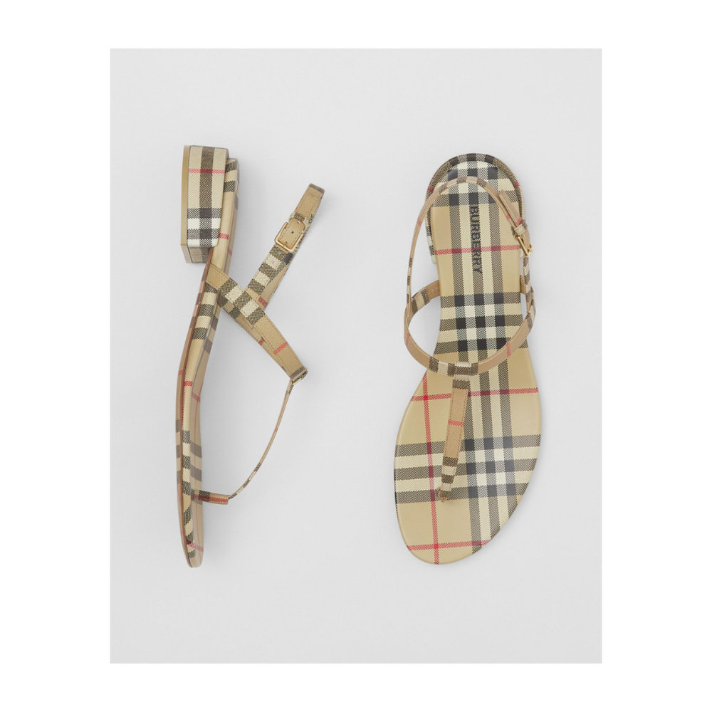 1h可退 香港直邮BURBERRY/博柏利 女士 徽标平底凉鞋 25FW,淘宝优惠券,粉丝福利购,淘宝优惠卷