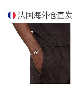 自营欧洲直邮GUCCI古驰 Interlocking 925纯银GG互扣吊饰手链男女