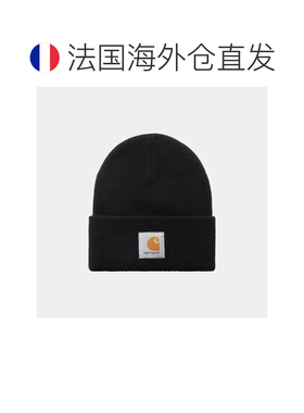 自营欧洲直邮Carhartt WIP Commuting黑色腈纶方形标签针织帽男女