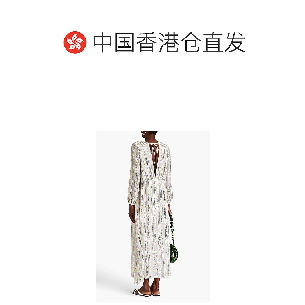 香港直邮SUNDRESS 女士Chica 珠片精饰薄纱长款连衣裙 - 图1