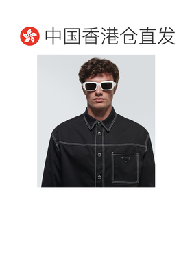 1h可退 香港直邮Prada 普拉达 男士 矩形太阳眼镜 white白色 舒适