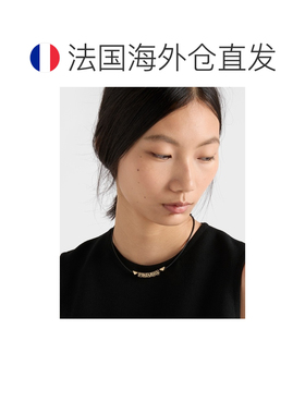 自营欧洲直邮PRADA普拉达 女士黑色纳帕皮革项圈