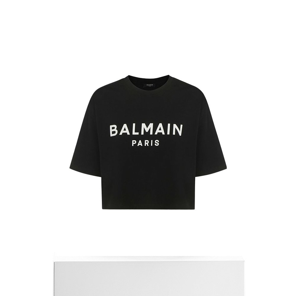 香港直邮Balmain logo印花短款T恤 AF1EE020BB02 - 图3