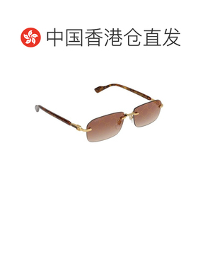1h可退 香港直邮Gucci 古驰 男士 金色 Rectangular 太阳镜 GG122