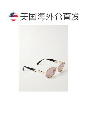 1h可退 美国直邮Prada 普拉达 女士 椭圆框醋纤镀金太阳眼镜 0PR6
