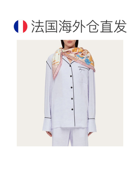 自营欧洲直邮Ferragamo菲拉格慕 Atelier女士粉色/橙色丝绸印花方