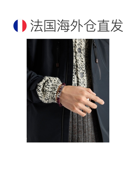 自营欧洲直邮PRADA普拉达 男士酒红色织物字母标志手链