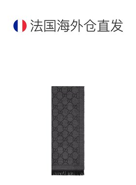 自营GUCCI/古驰  深灰色GG提花针织羊毛围巾1334833G2001160