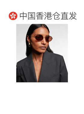 1h可退 香港直邮Gucci 古驰 女士 GG 小椭圆形太阳眼镜 brown棕色