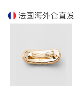自营欧洲直邮Prada普拉达 女士黄褐色/白色羔羊皮金属三角标识发