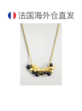 自营欧洲直邮COS 女士金色黄铜玛瑙水晶簇状吊坠项链