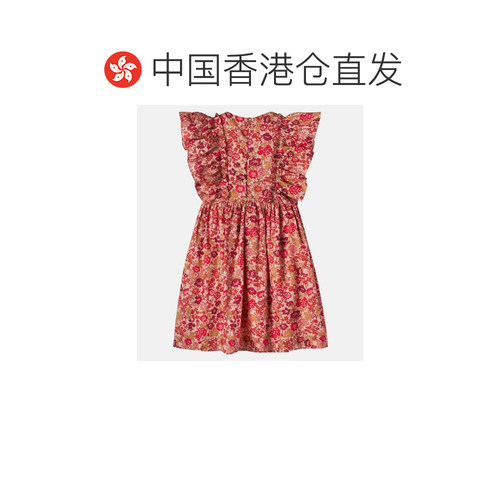香港直邮golden goose 女童 Lizzy 花朵荷叶边棉质连衣裙童装 - 图1