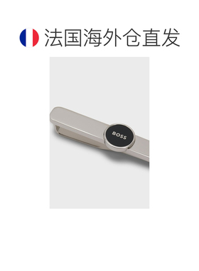 自营欧洲直邮HUGO BOSS雨果 男士黑色黄铜圆形标志领带夹