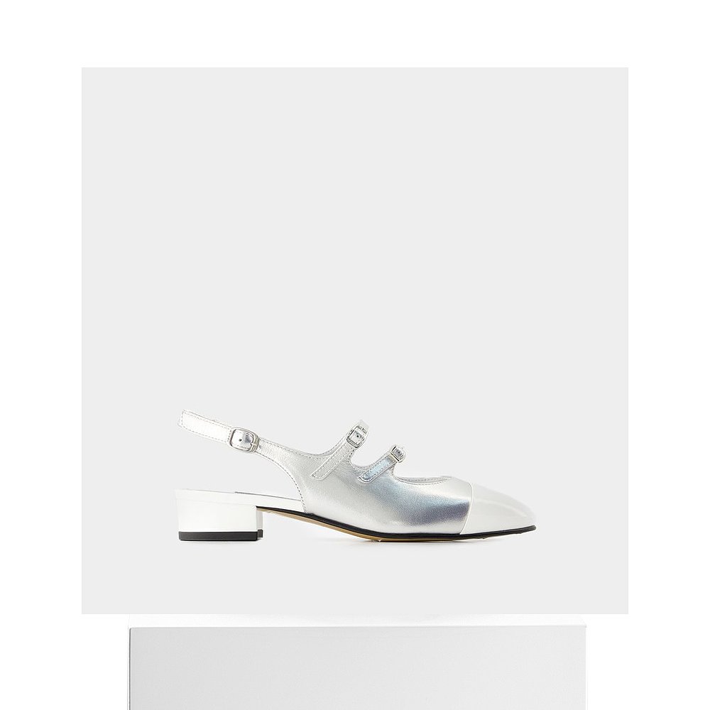 欧洲直邮Abricot Pumps- Carel- Leather- White/Silver-图3