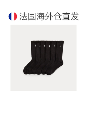 自营欧洲直邮Ralph Lauren拉夫劳伦 男士黑色棉混纺运动袜6双袜子