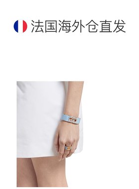 自营欧洲直邮Gucci/古驰 Interlocking系列女士浅蓝色黄铜互扣式G