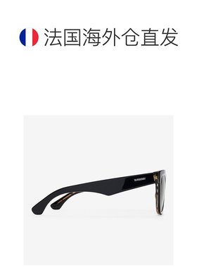 欧洲直邮BURBERRY/博柏利24新款 男女通用黑色醋酸框灰镜片方形墨