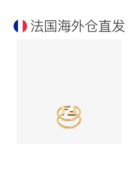 自营欧洲直邮Fendi芬迪 FF女士金色金属戒指