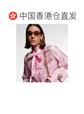1h可退 香港直邮Gucci 古驰 女士 竹节椭圆形太阳眼镜 brown棕色