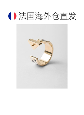 欧洲直邮自营Prada普拉达 女士黑色/白色金属三角徽标耳环配饰