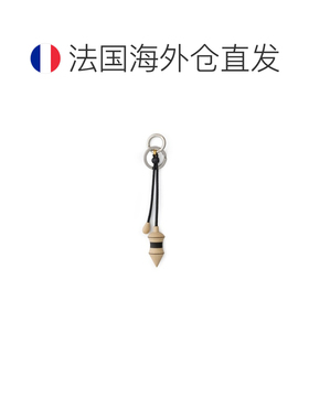 欧洲直邮自营LEMAIRE 女士浅木色/黑色条纹雕刻标志包挂饰