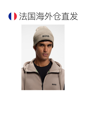 欧洲直邮自营HUGO BOSS雨果博斯 男士米色棉混纺橡胶印花徽标针织