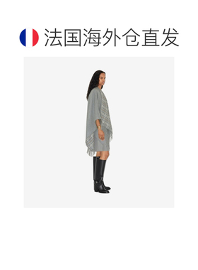 自营欧洲直邮Burberry博柏利 Check女士灰色羊毛可翻转斗篷