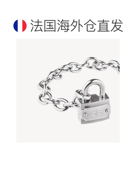 自营欧洲直邮Balenciaga巴黎世家 Bb Padlock女士银色黄铜手链