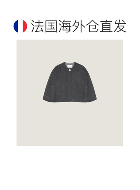 自营欧洲直邮Givenchy纪梵希 女士深灰色/灰色羊毛羊绒短款斗篷